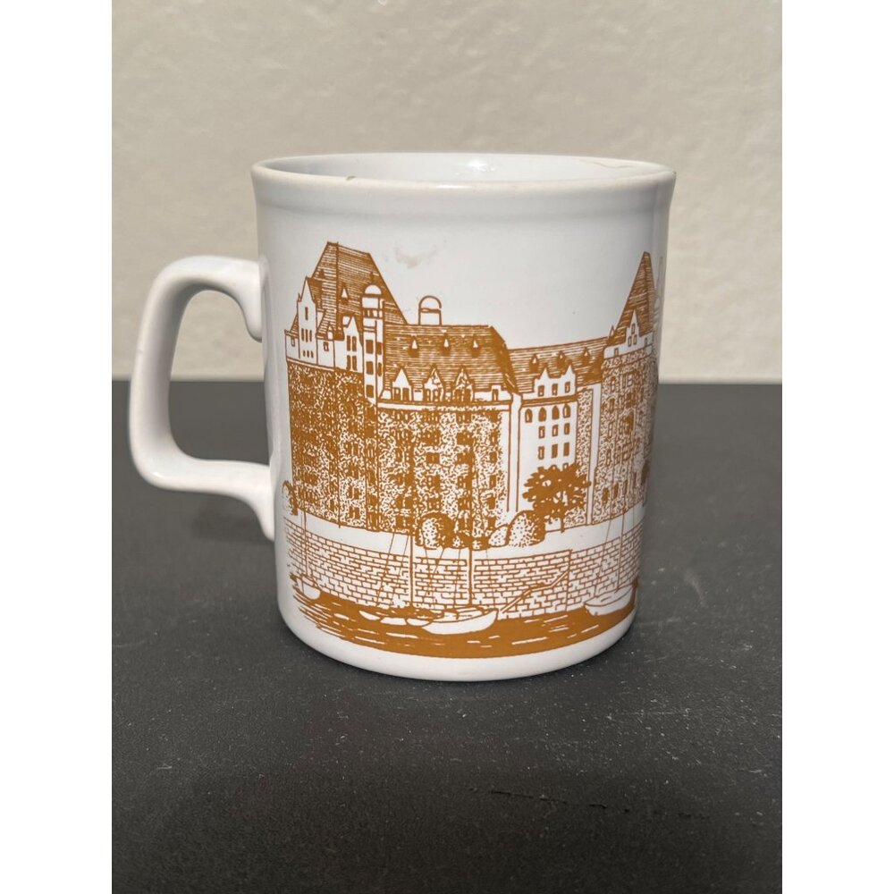 VTG Empress Hotel Victoria B.C. Coffee Mug Exclusive Souvenir Ceramic White Gold